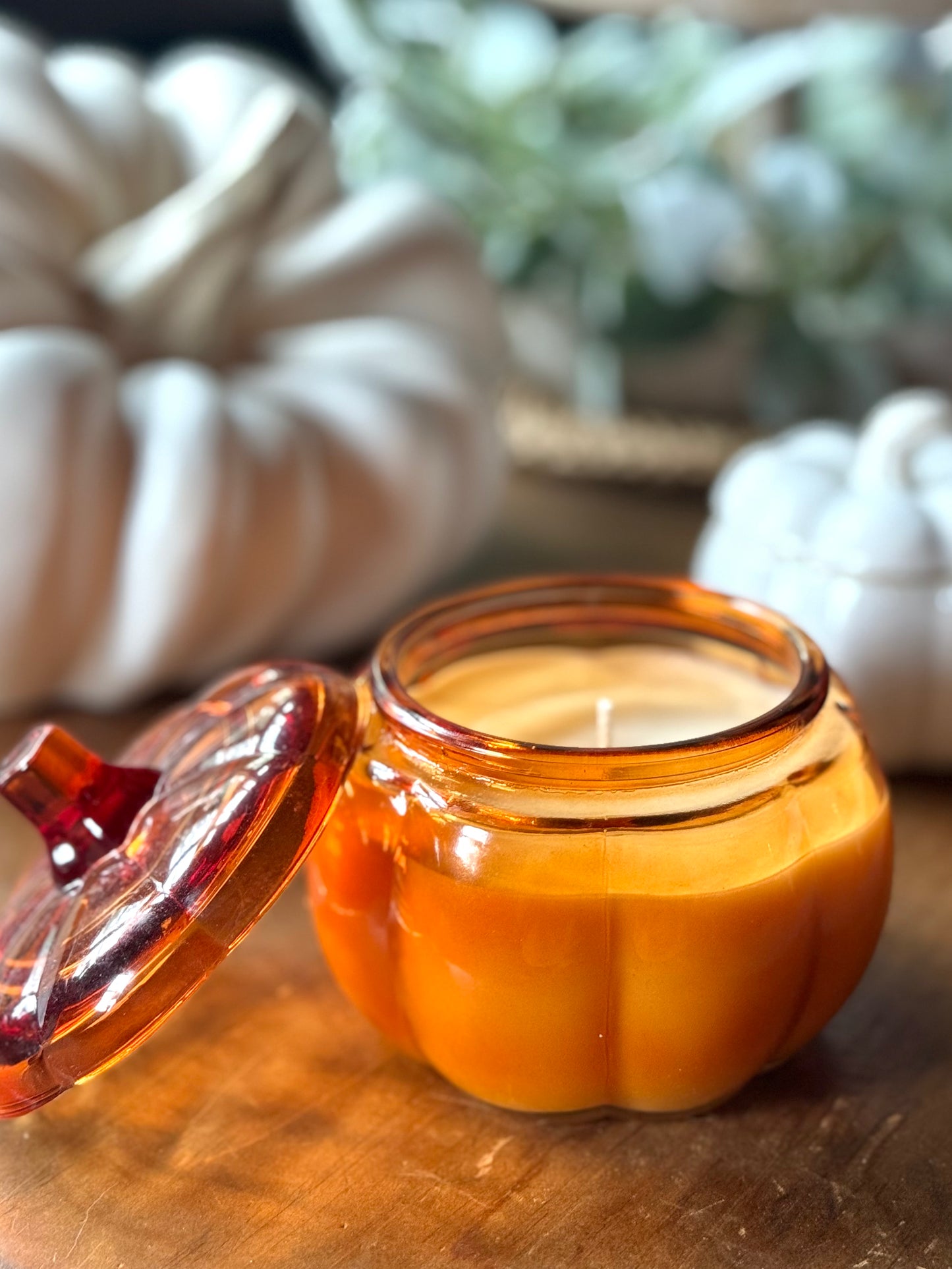 Amber Glass Pumpkin Candle