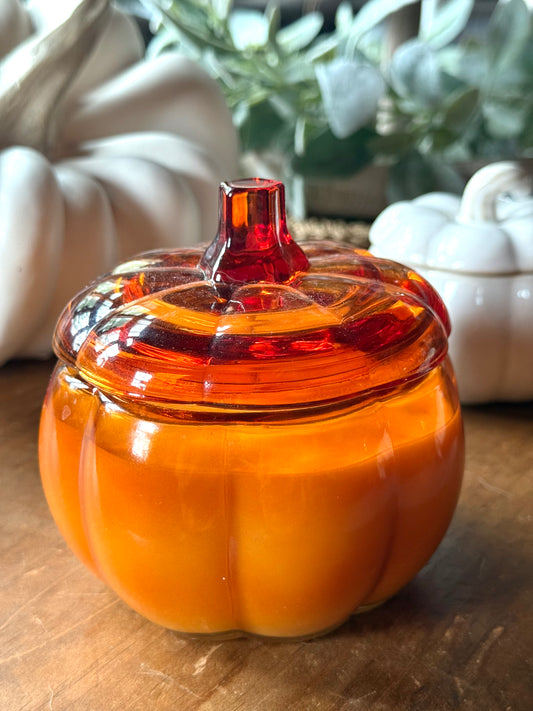 Amber Glass Pumpkin Candle